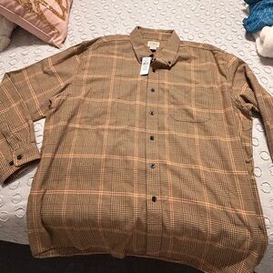 NWT Men's LL Bean Brown Plaid Shirt